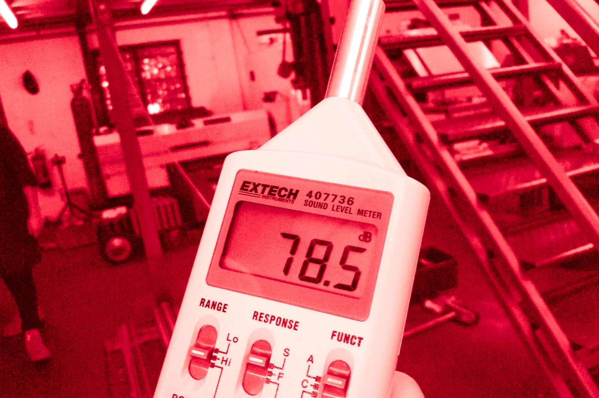 Sound level meter used during a workplace assessment